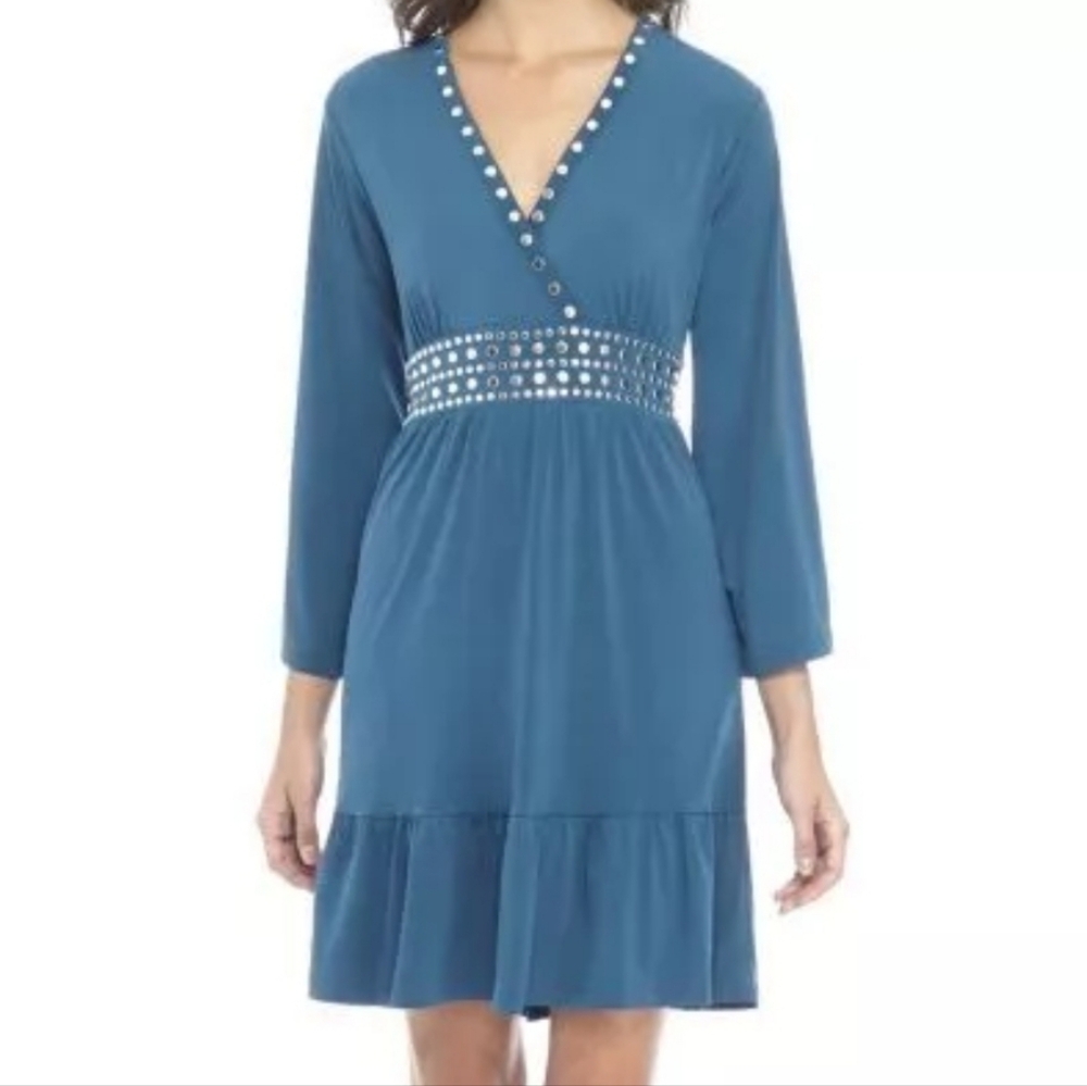 Michael Kors blue green luxe teal XS NWT dress $155